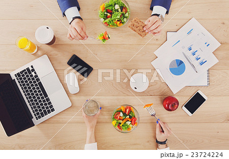 Healthy business lunch of couple together, top 23724224
