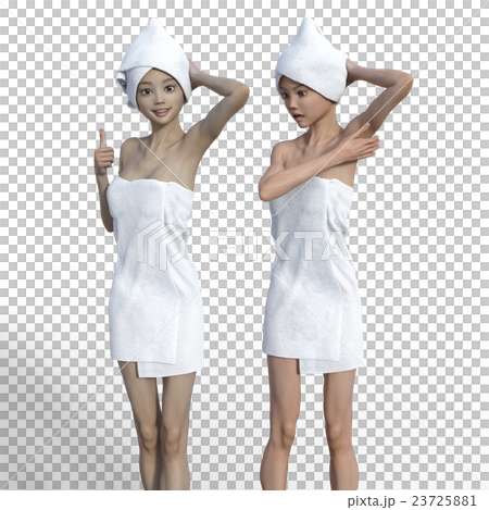 ムダ毛処理　ビフォーアフター　perming3DCGイラスト素材 23725881