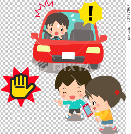 子どもの歩きスマホと交通事故のイメージイラスト 23727967