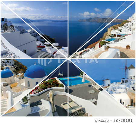 Set of summer photos in Santorini, Greece 23729191