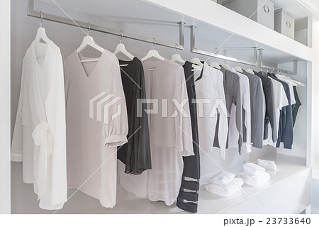 black and white color tone clothes in wardrobe 23733640