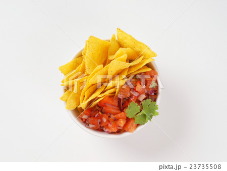 tortilla chips and tomato salsa tortilla chips and tomato salsa 23735508
