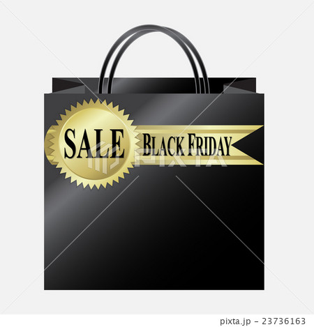 Shopping paper bag with black friday label Shopping paper bag with black friday label 23736163