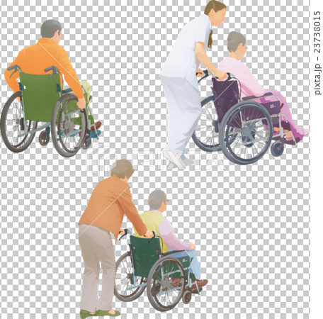 車椅子シニア後ろ向きのイラスト素材