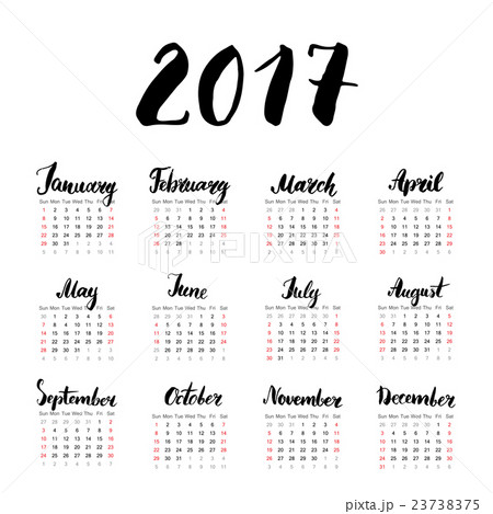 Calendar 2017 Year One Sheet, Vector Calendar 2017 Year One Sheet, Vector 23738375