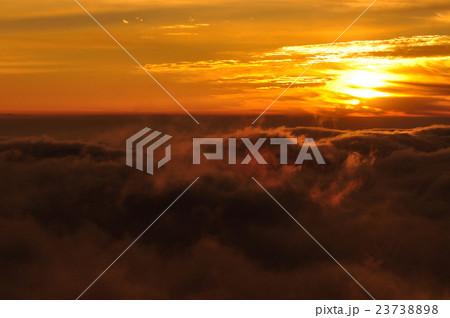 beautiful sunrise among foggy mountain summits landscape 23738898
