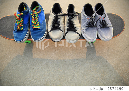 sneakers and skateboard at skatepark sneakers and skateboard at skatepark 23741904