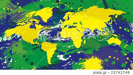 ブラジルカラー世界地図のイラスト素材