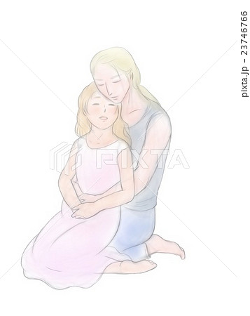 妊娠中の女性を優しく抱きしめる男性のイラスト素材 23746766 Pixta