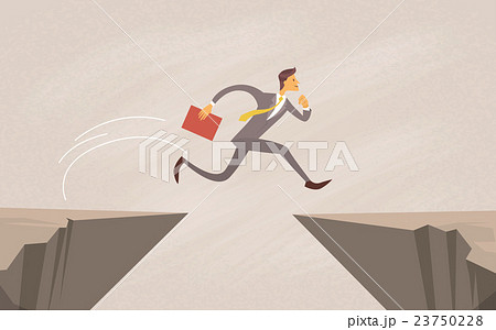 Businessman Jump Over Cliff Gap Mountain 23750228