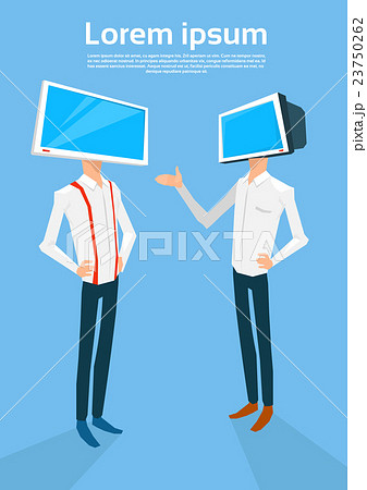 Business People With Computer Monitor Head Online Business People With Computer Monitor Head Online 23750262