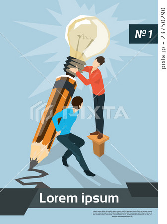 Business People Fix Light Bulb On Pencil Creative Business People Fix Light Bulb On Pencil Creative 23750290