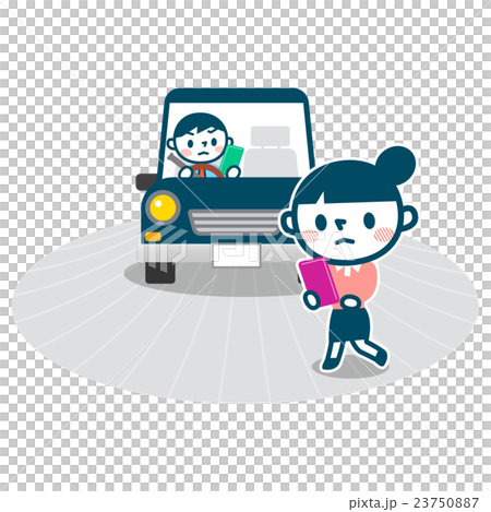 交通事故 歩きスマホのイラスト素材