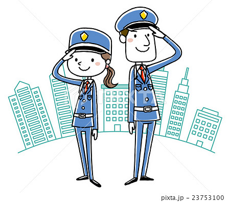 警備員：敬礼する男女 23753100