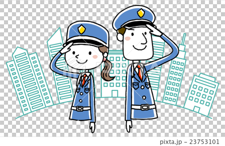 警備員：敬礼する男女 23753101
