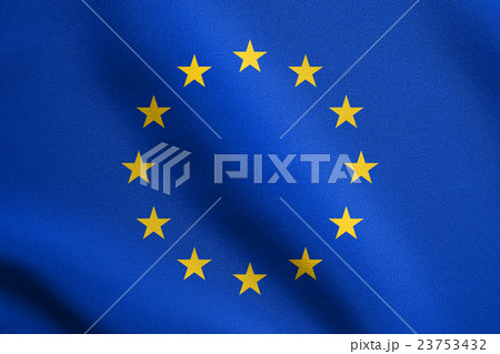 Flag of European Union waving with fabric texture Flag of European Union waving with fabric texture 23753432