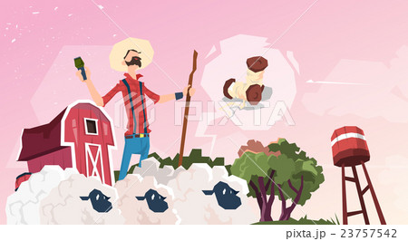Farmer Breeding Sheep Wool Farm 23757542