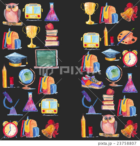 Welcome back to school Watercolor set of icons 23758807