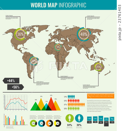World map with infographic elements. World map with infographic elements. 23761403