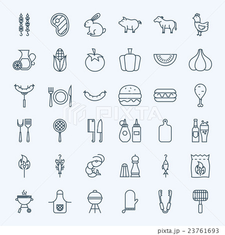Line Barbecue Party Icons Line Barbecue Party Icons 23761693