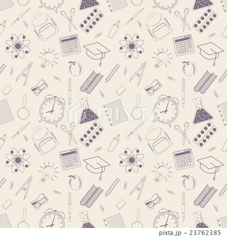 Seamless pattern with different school objects 23762385
