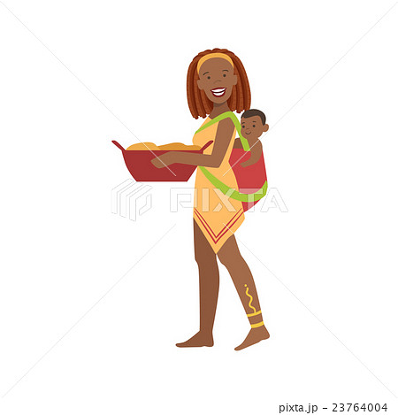 Woman With The Baby On The Back From African Woman With The Baby On The Back From African 23764004