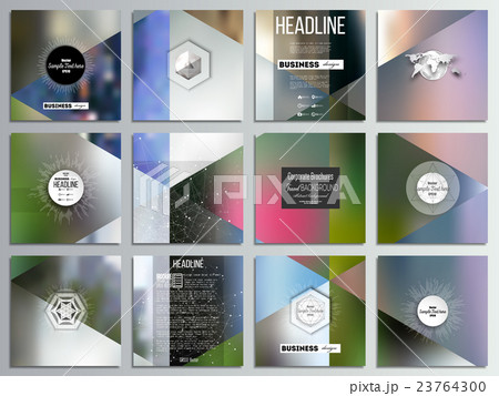 Set of 12 creative cards, square brochure template Set of 12 creative cards, square brochure template 23764300