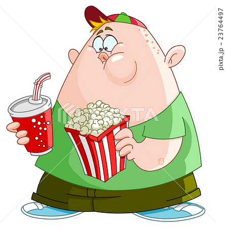 Kid With Popcorn And Sodaのイラスト素材