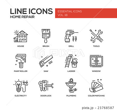 Home repair line design icons set Home repair line design icons set 23768587