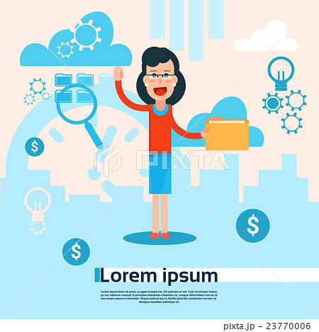 Business Woman Hold Document Folder Business Woman Hold Document Folder 23770006