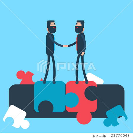 Business Man Shake Hand Puzzle Background Business Man Shake Hand Puzzle Background 23770043