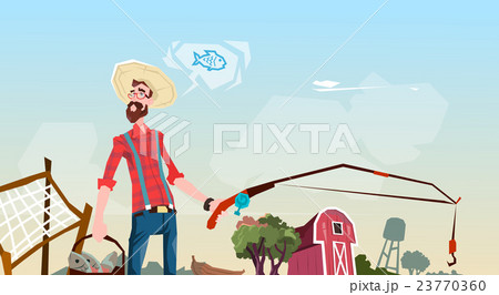 Farmer Fishing Farmland Background Farmer Fishing Farmland Background 23770360