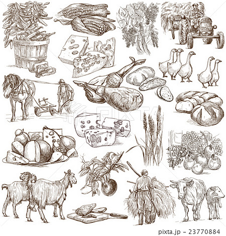agriculture, farming - hand drawn full sized pack 23770884