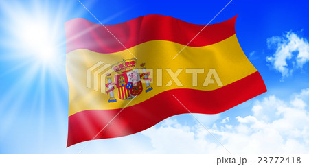 スペイン 国旗 空 背景のイラスト素材