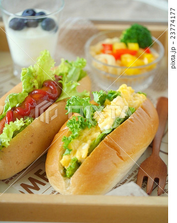 卵とウィンナーのホットドッグランチ 卵とウィンナーのホットドッグランチ 23774177