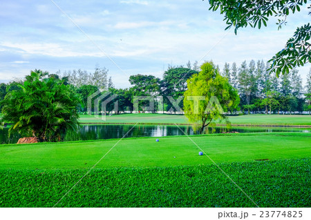 Blue pin on teeing ground 23774825