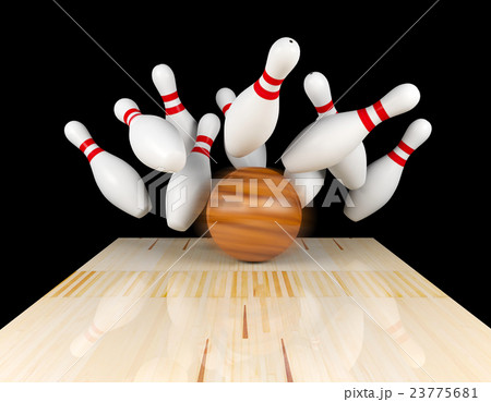 Bowling Strike Scattered Skittle And Bowling Ballのイラスト素材