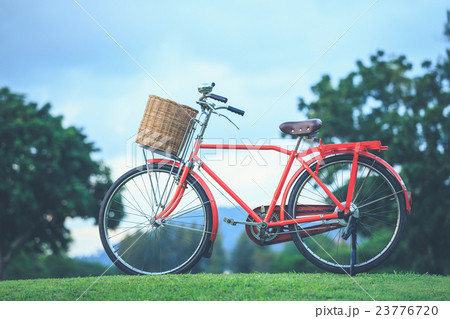 Red Japan style classic bicycle at the park 23776720