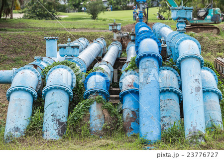 Big blue color main pipe for water supply Big blue color main pipe for water supply 23776727