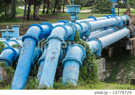 Big blue color main pipe for water supply Big blue color main pipe for water supply 23776729