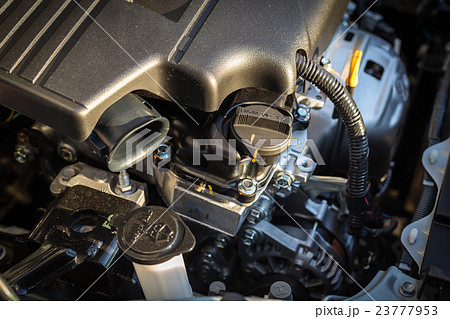 Detail of new car engine Detail of new car engine 23777953