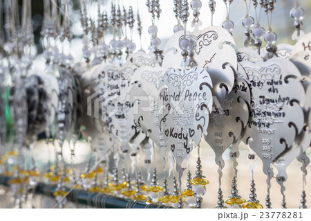 CHIANG RAI, THAILAND - JANUARY 21 :The silver Pho decoration for wrote name of prayer in Wat Rong Khun Temple on January 21, 2016 in Chiang Rai, Thailand. 23778281