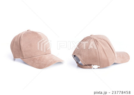 Close up new brown baseball hat isolated on white 23778458