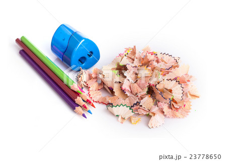 Color pencil and shaving isolated on white background Color pencil and shaving isolated on white background 23778650