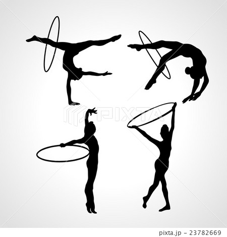 Gymnastic girls with hoops silhouettes collectionのイラスト素材 [23782669] - PIXTA