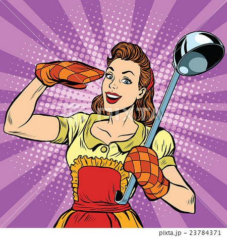 Retro housewife in kitchen 23784371