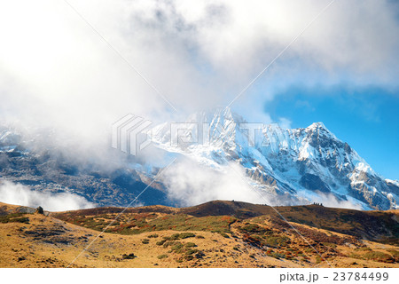 High mountains, covered by snow. High mountains, covered by snow. 23784499