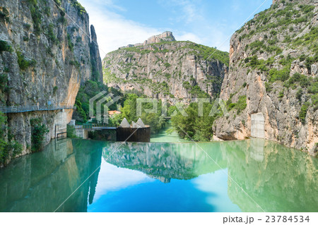 Dam on river in the mountains 23784534