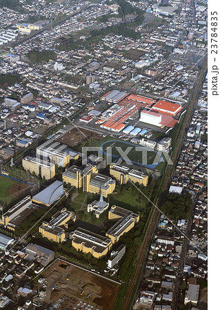 青山学院大学相模原キャンパス付近を空撮の写真素材