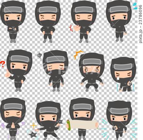 Ninja character illustration set - Stock Illustration [23786096 